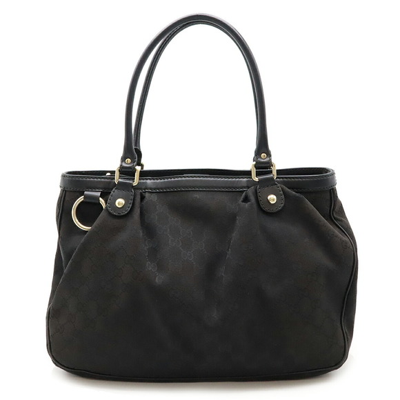 Gucci Leather Black GG Charm Canvas Shoulder Bag Sukey - Picture 1 of 9